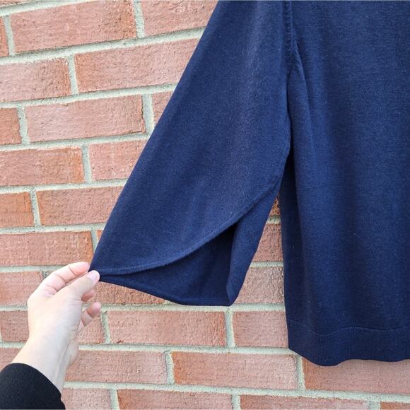 Milly Petal Sleeve Scoop Neck Sweater Size Large Blue - Picture 2 of 6